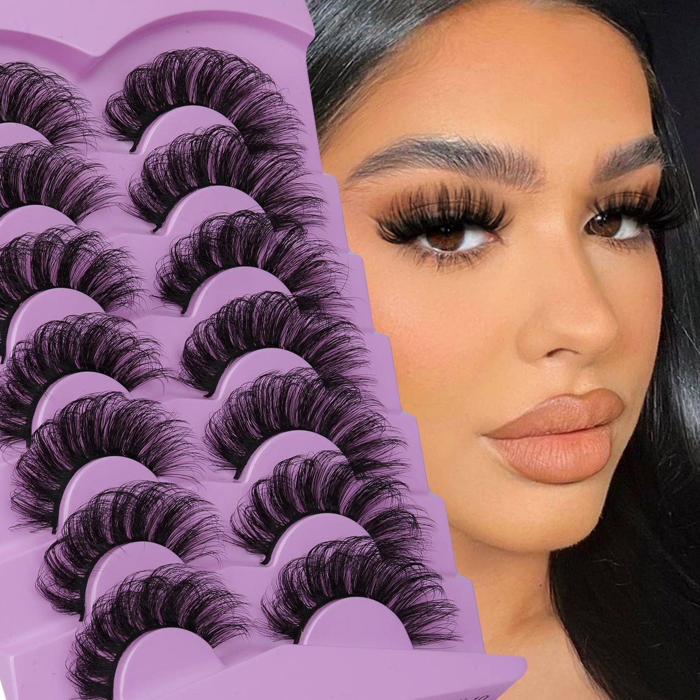 Mink Lashes Fluff False Eyelashes 20-22mm Dramatic Full Wispy Eye Lashes 8D Volume Curly Fake Eyelashes 7 Pairs Faux Mink Lashes Multipack by TOOCHUNAG