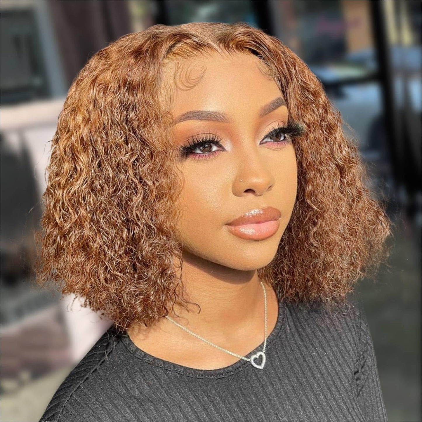 Curly Bob Wig Human Hair Deep Wave 13x4 HD Lace Front Wigs For Black Women Human Hair Pre Plucked Wear And Go Glueless Short Wet And Wavy Ombre Honey Blonde Highlight Color 4/27 14 Inch