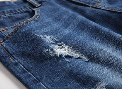 Baylvn Men's Casual Ripped Printed Denim Shorts Slim Fit Summer Beach Jeans Shorts