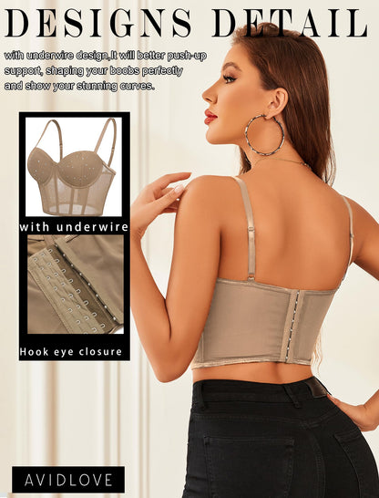 Avidlove Corset Tops For Women Push Up Bustier lingerie Y2K Sexy Going Out Party Club Top