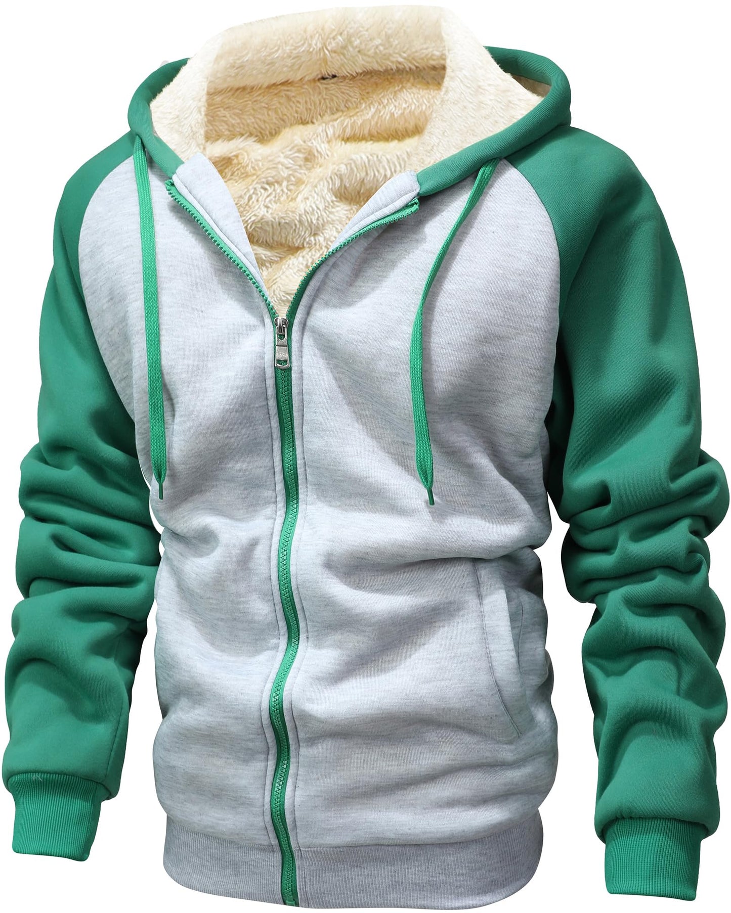 GXAMOY Men's Winter Fleece Hoodies for Men Heavyweight Warm Thick Full Zip Up Sweatshirt Outerwear