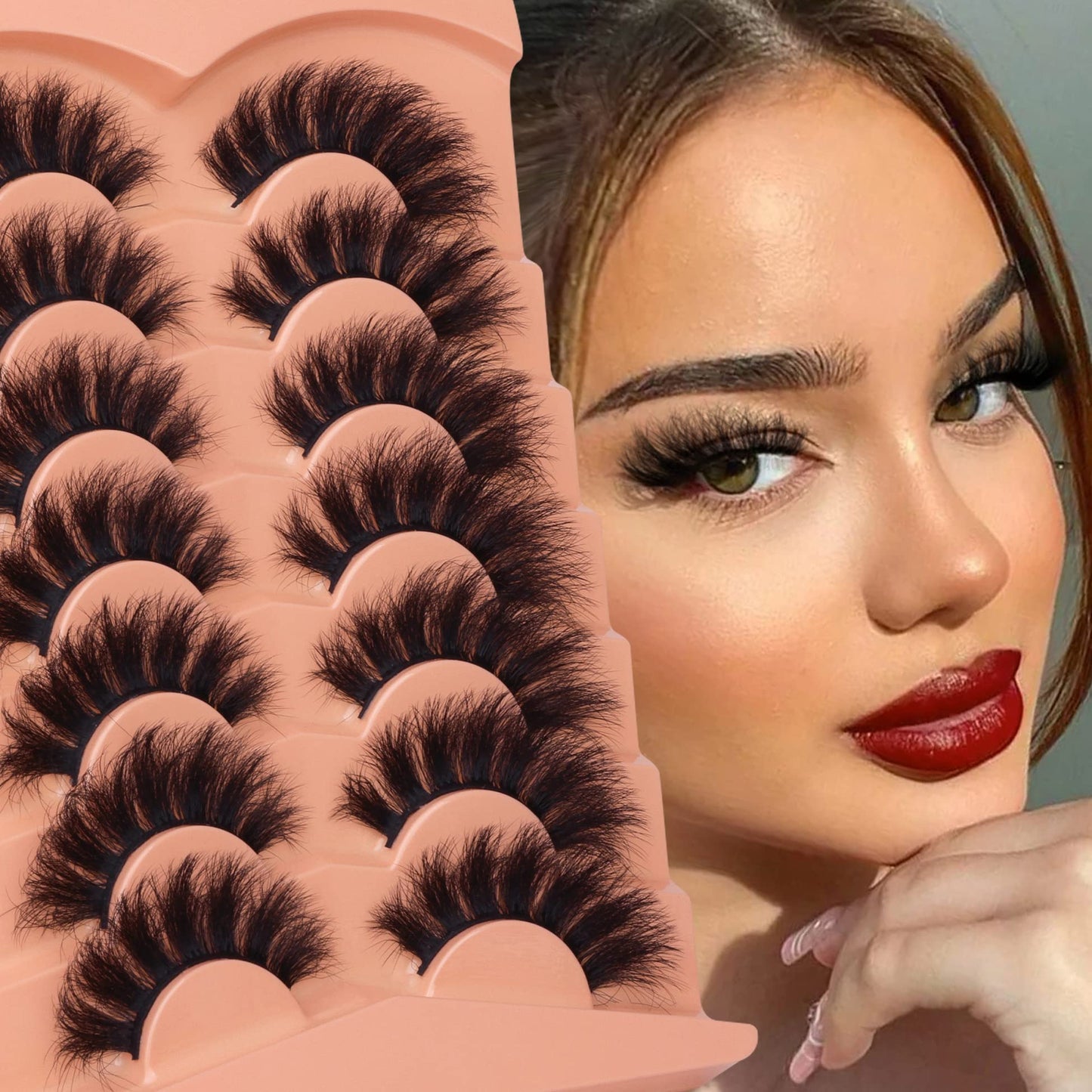 Mink Lashes Fluff False Eyelashes 20-22mm Dramatic Full Wispy Eye Lashes 8D Volume Curly Fake Eyelashes 7 Pairs Faux Mink Lashes Multipack by TOOCHUNAG