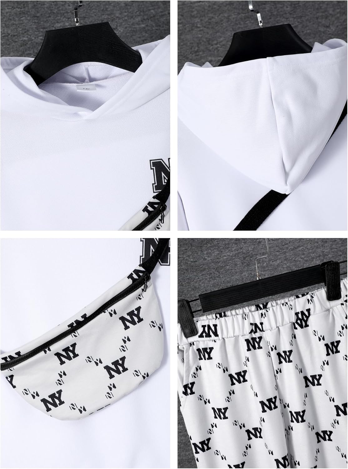 PureChapter Boys' Fashion 3Pcs Pullover Hoodies Sweatshirt Suit Crossbody Bag Stylish Clothes Kids Clothes