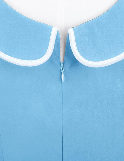 MUXXN Women's Retro 60s Sailor Collar Short Sleeve Pinup Cocktail Work Mermaid Dress with Belt