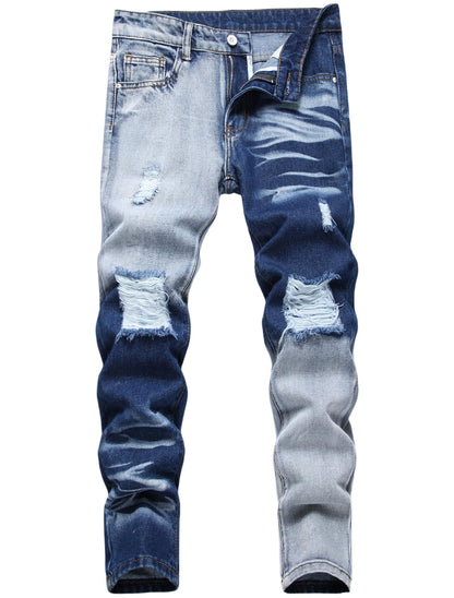 Boy's Skinny Fit Comfy Jeans Ripped Destroyed Distressed Stylish Slim Washed Denim Jeans Pants