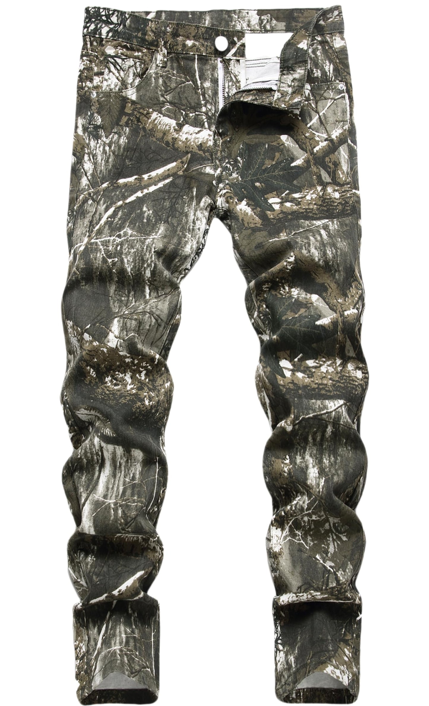 Boy's Skinny Fit Cotton Camo Jeans, Camouflage Printed Fashion Casual Pants