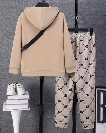 PureChapter Boys' Fashion 3Pcs Pullover Hoodies Sweatshirt Suit Crossbody Bag Stylish Clothes Kids Clothes