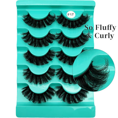 Mink Lashes Strip Eyelashes Volume False Eyelashes that Look Like Extensions Glamour Wispy Curly Fake Lashes 5 Pairs Pack