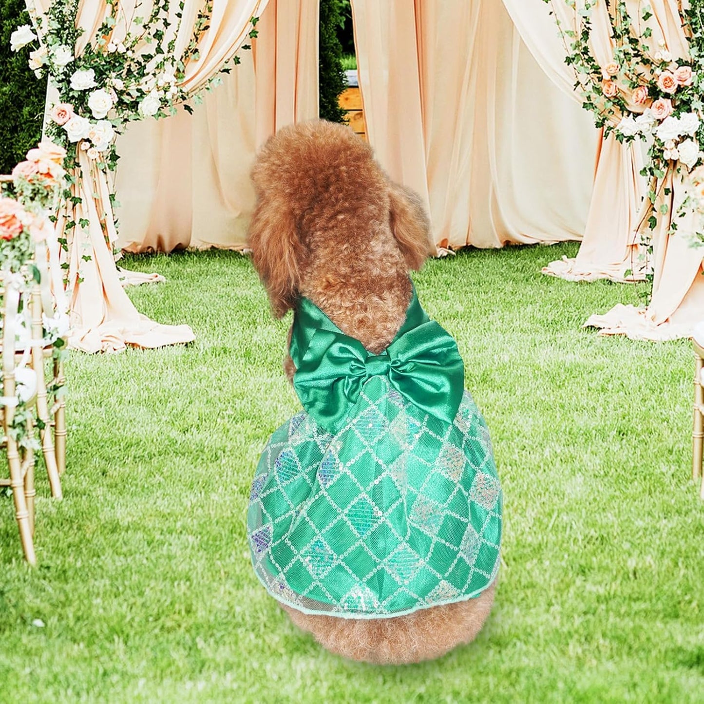 Dog Dresses, Puppy Soft Skirt, Summer Pet Clothes, Girl Dogs Wedding Outfit, Puppy Slik Outfit with Bow Tie, Dog Princess Clothes for Small Medium Breeds, White L