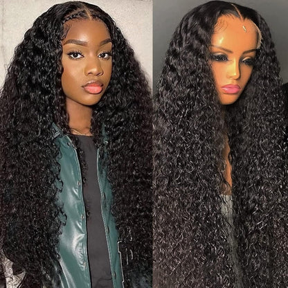 20Inch Deep Wave Lace Front Wigs Human Hair-13x4 HD Transparent Deep Wave Frontal Wigs Human Hair Glueless Curly Wigs for Women 200% Density Curly Lace Front Human Hair Pre Plucked with Baby Hair