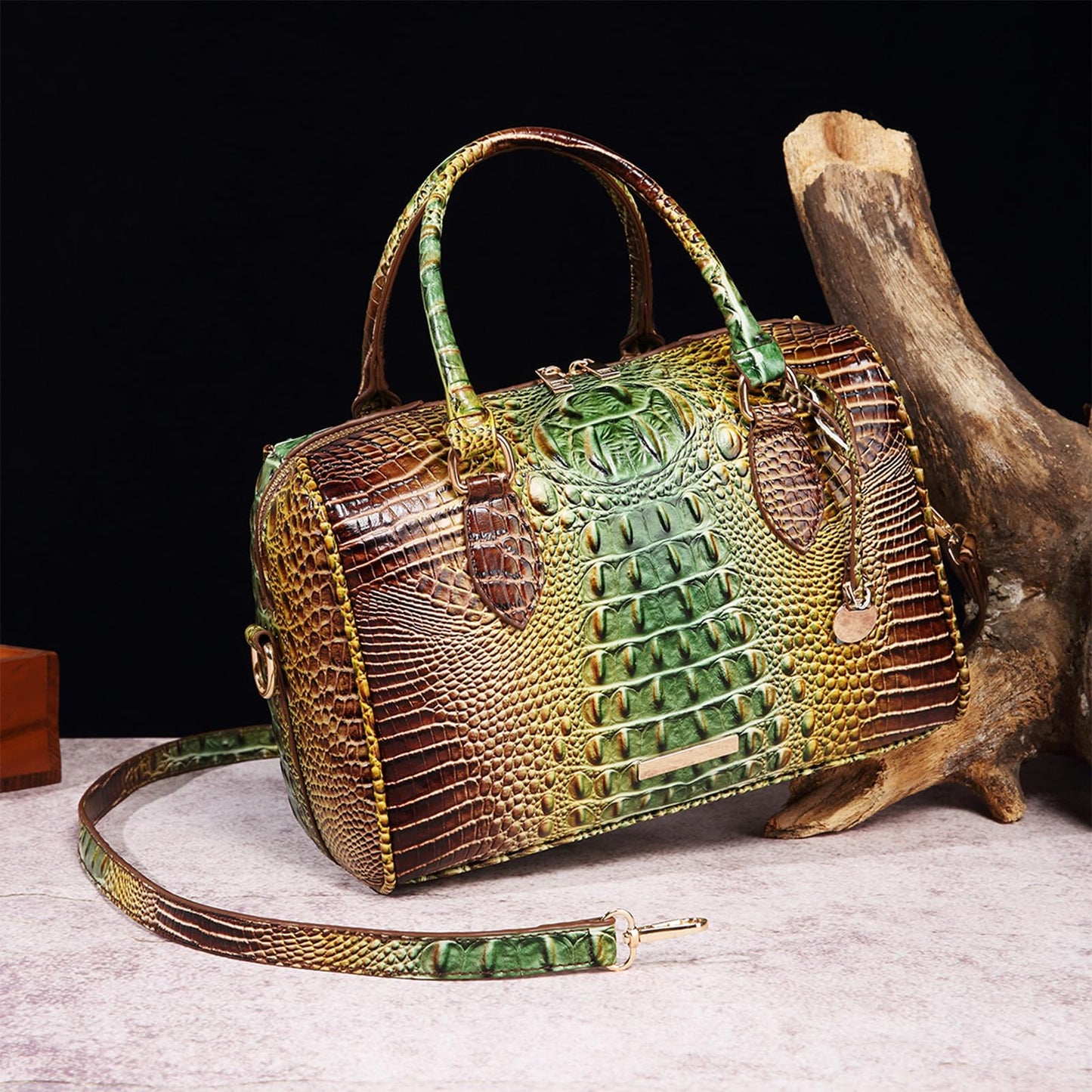 Top-Handle Crocodile Purses For Women Crossbody Leather Bags Trendy Large Capacity Tote with Shoulder Strap