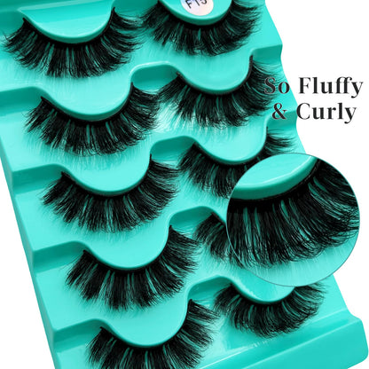 Mink Lashes Strip Eyelashes Volume False Eyelashes that Look Like Extensions Glamour Wispy Curly Fake Lashes 5 Pairs Pack