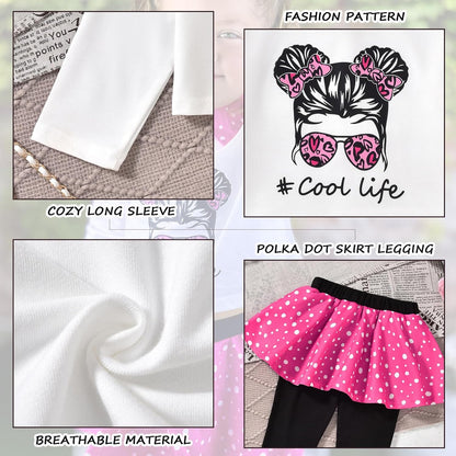 HINTINA Toddler Little Girl Letter Print Sweatshirt Top Plaid Skirt Pants Fall Winter Outfits