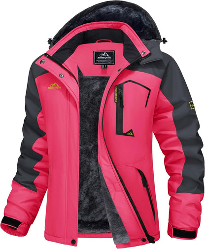 MAGCOMSEN Women's Ski Jacket Waterproof Insulated Snow Jacket Warm Windproof Winter Coats with Hood Fleece Lined Jacket
