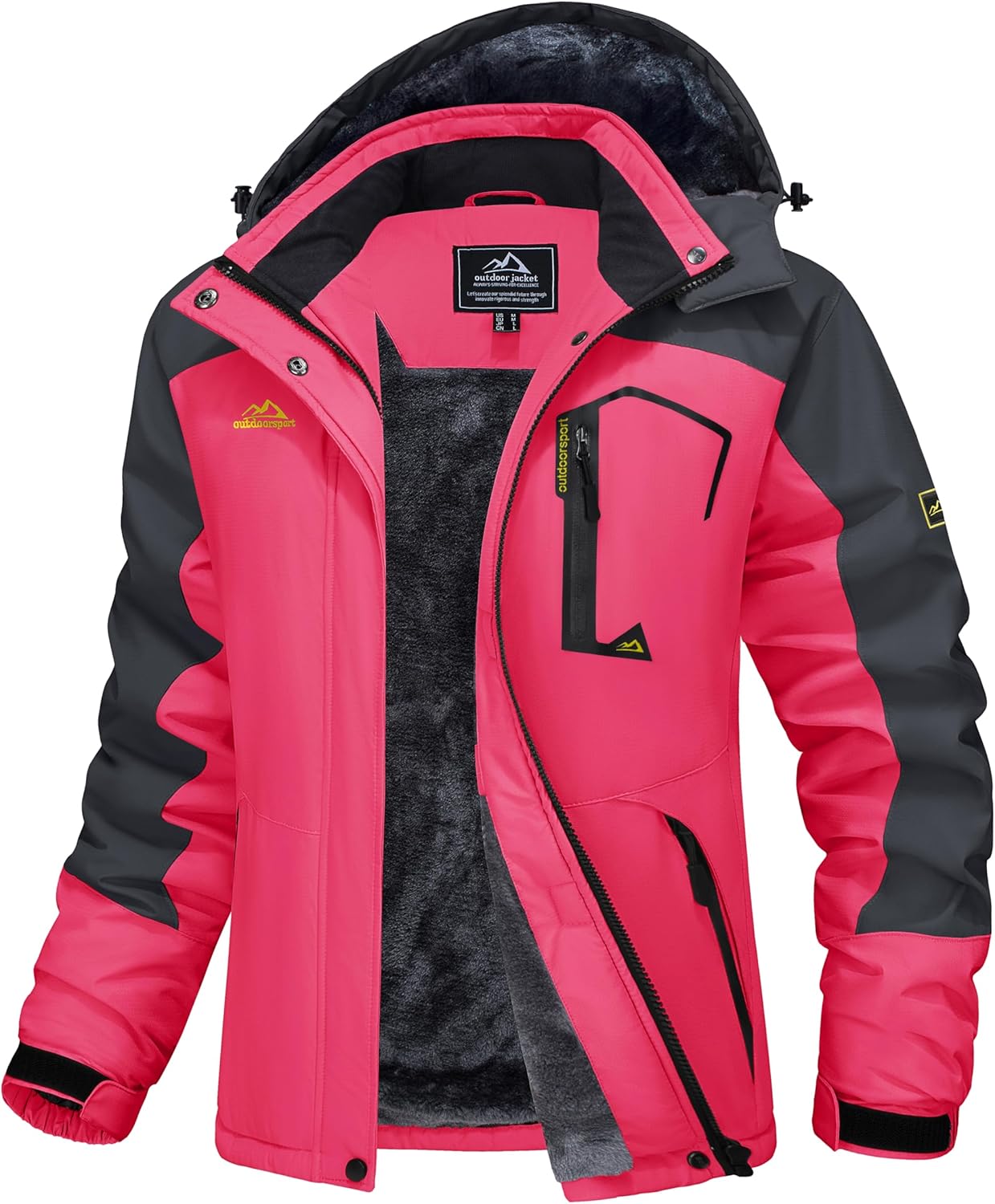 MAGCOMSEN Women's Ski Jacket Waterproof Insulated Snow Jacket Warm Windproof Winter Coats with Hood Fleece Lined Jacket