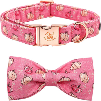 Elegant little tail Dog Collar with Bow, Cotton & Webbing, Bowtie Dog Collar, Adjustable Dog Collars for Small Medium Large Dogs and Cats