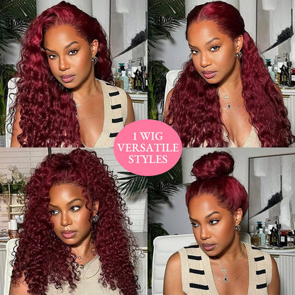 250 Density Curly Lace Front Wigs Human Hair Pre Plucked Hairline Glueless Wig 13x6 HD Lace Frontal Wigs for Women Ginger Orange Colored Ombre Wig Brazilian Virgin Hair 24 Inch