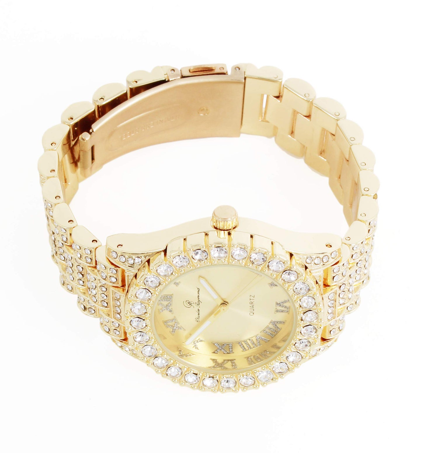 Charles Raymond Women's Big Rocks Bezel Colored Dial with Roman Numerals Fully Iced Out Watch - ST10327LA