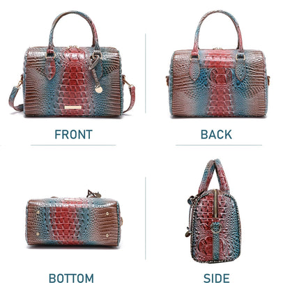 Top-Handle Crocodile Purses For Women Crossbody Leather Bags Trendy Large Capacity Tote with Shoulder Strap