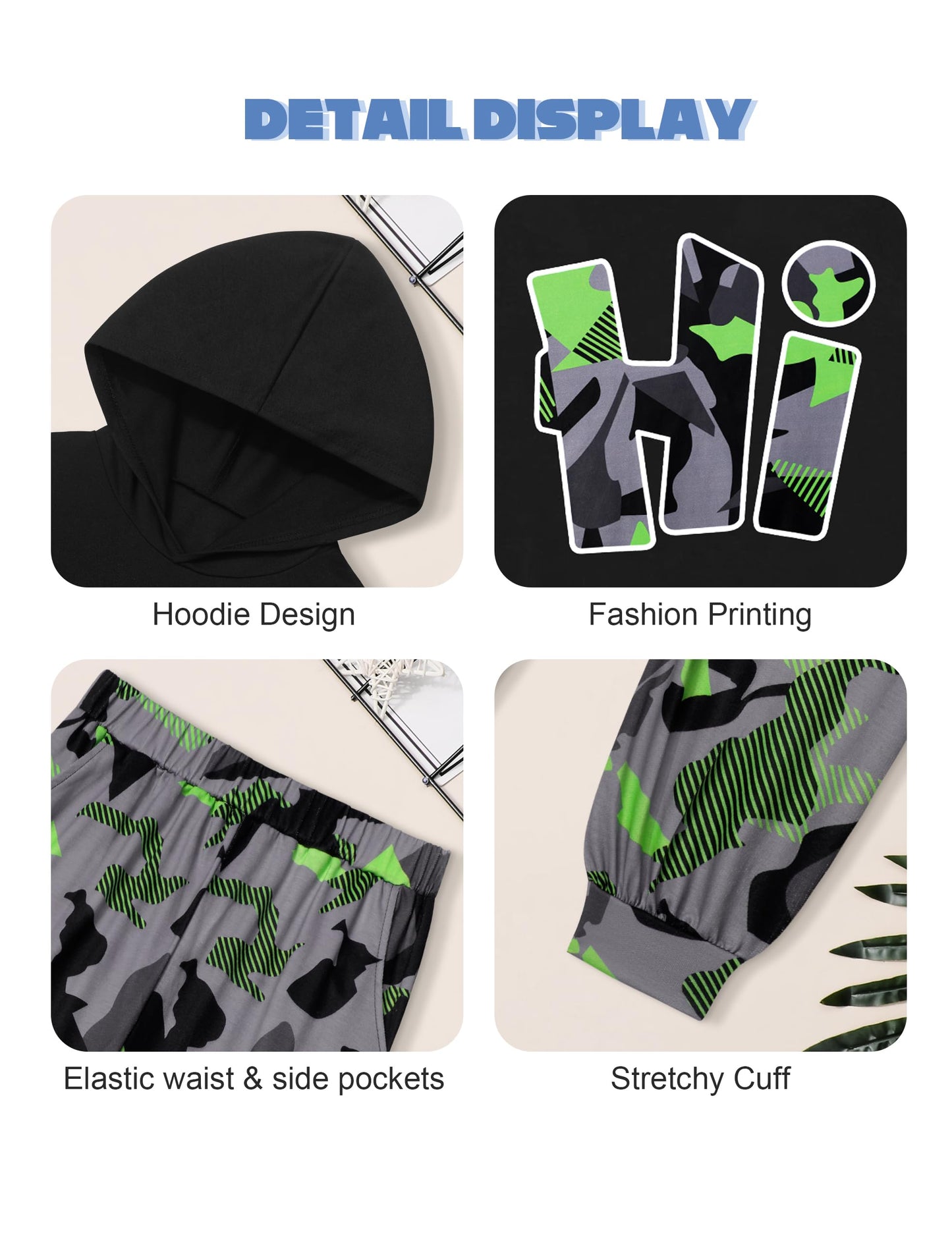 Boys Clothes Camo Boys Outfits Letter Printing Pullover Hoodie and Pants 2Pcs Winter Kids Clothes Boys for 7-14 Years