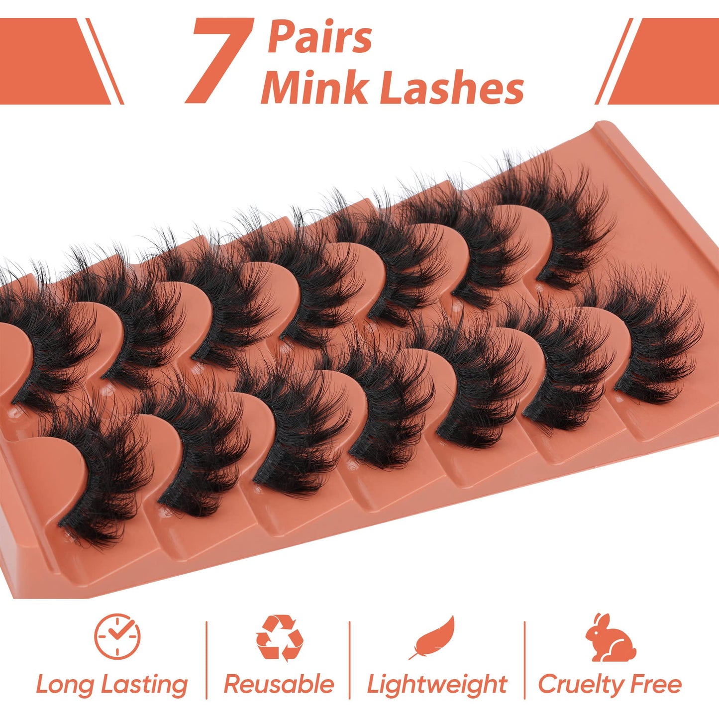 Mink Lashes Fluff False Eyelashes 20-22mm Dramatic Full Wispy Eye Lashes 8D Volume Curly Fake Eyelashes 7 Pairs Faux Mink Lashes Multipack by TOOCHUNAG