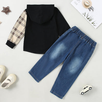 YUEMION Toddler Boy Clothes Long Sleeve Print Hoodies +Denim Pants 2Pcs Fall Winter Sweatshirt Baby Boy Outfits Set 1-6Y