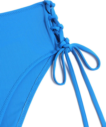 ZAFUL Women V Neck Bikini Set Ruched Tie Front High Waisted Floral Print Ribbed 2 Piece Bathing Suit Swimsuits