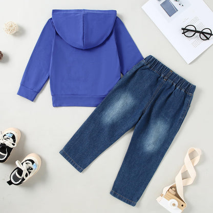 YUEMION Toddler Boy Clothes Long Sleeve Print Hoodies +Denim Pants 2Pcs Fall Winter Sweatshirt Baby Boy Outfits Set 1-6Y