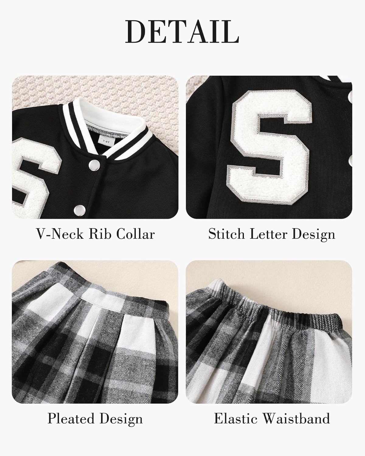 Girls 2 Piece Outfits Skirt Set Button up Jacket Sweatshirt and Pleated Mini Skirts Fall Winter Clothes Size 7-14Y