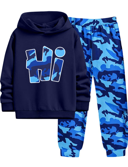 Boys Clothes Camo Boys Outfits Letter Printing Pullover Hoodie and Pants 2Pcs Winter Kids Clothes Boys for 7-14 Years