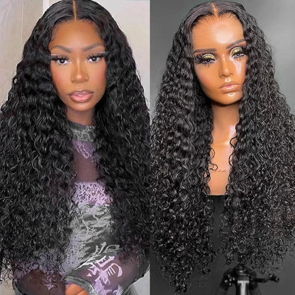 20Inch Deep Wave Lace Front Wigs Human Hair-13x4 HD Transparent Deep Wave Frontal Wigs Human Hair Glueless Curly Wigs for Women 200% Density Curly Lace Front Human Hair Pre Plucked with Baby Hair