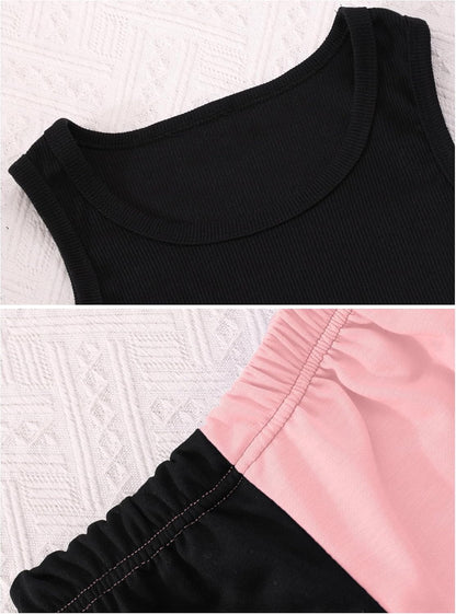 Hilinker Girls Graphic 3 Piece Outfits Workout Crop Hoodie Ribbed Tank and Sweatpants Set