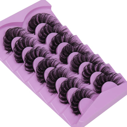Mink Lashes Fluff False Eyelashes 20-22mm Dramatic Full Wispy Eye Lashes 8D Volume Curly Fake Eyelashes 7 Pairs Faux Mink Lashes Multipack by TOOCHUNAG