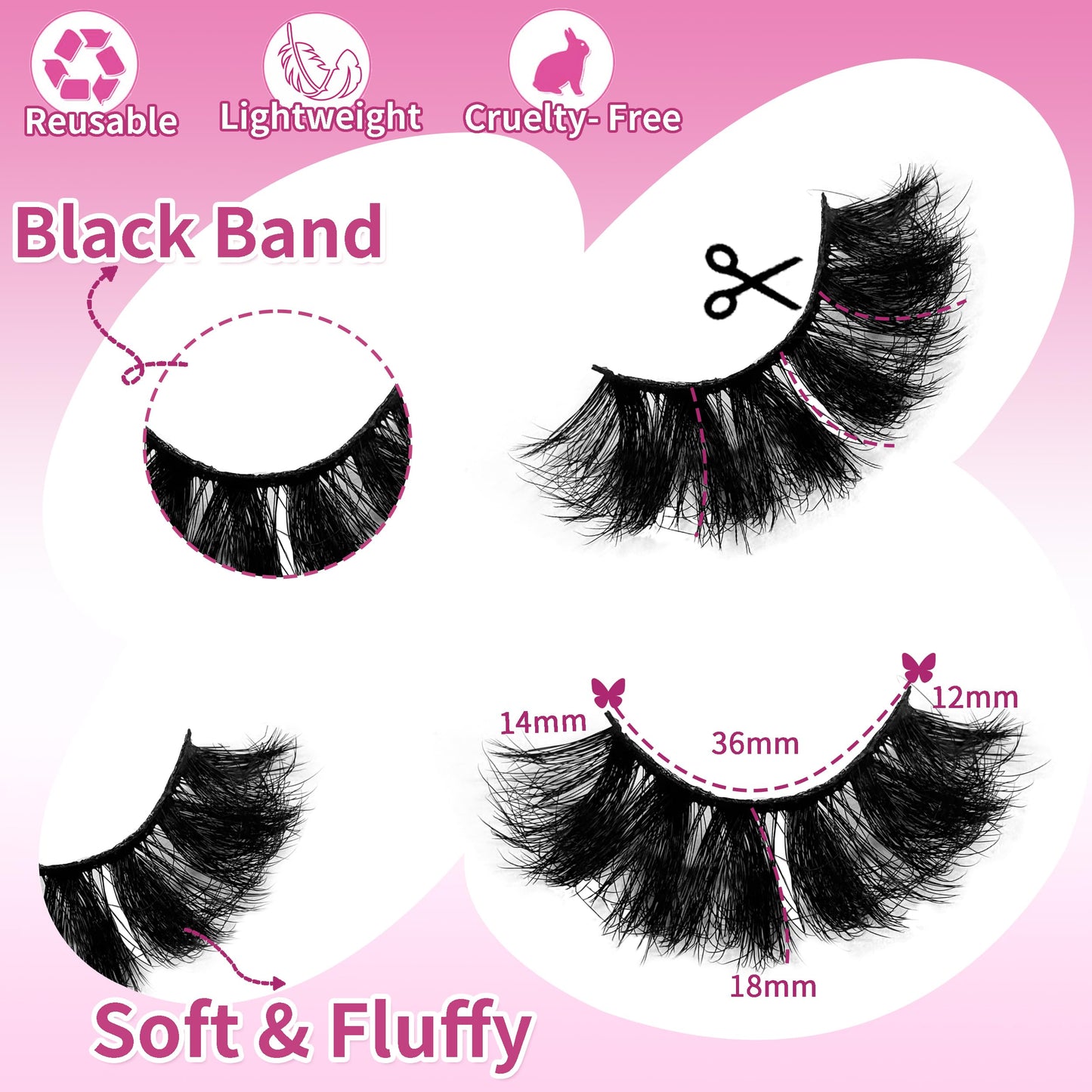 Mink Lashes Strip Eyelashes Volume False Eyelashes that Look Like Extensions Glamour Wispy Curly Fake Lashes 5 Pairs Pack