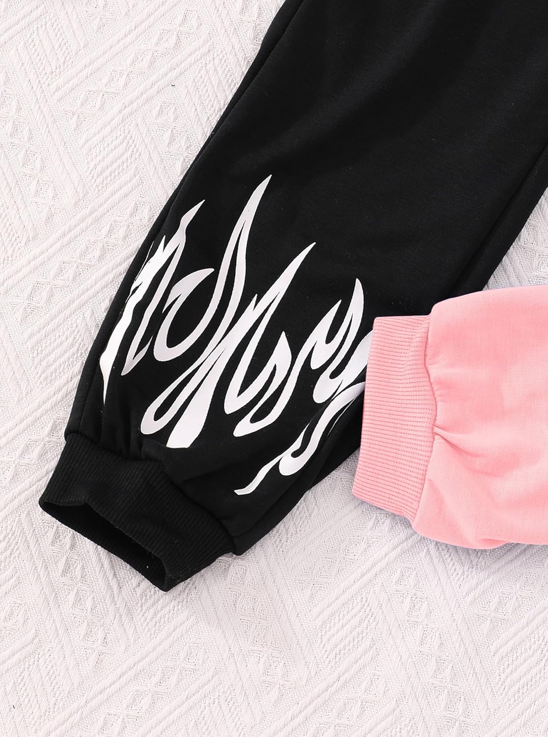 Hilinker Girls Graphic 3 Piece Outfits Workout Crop Hoodie Ribbed Tank and Sweatpants Set