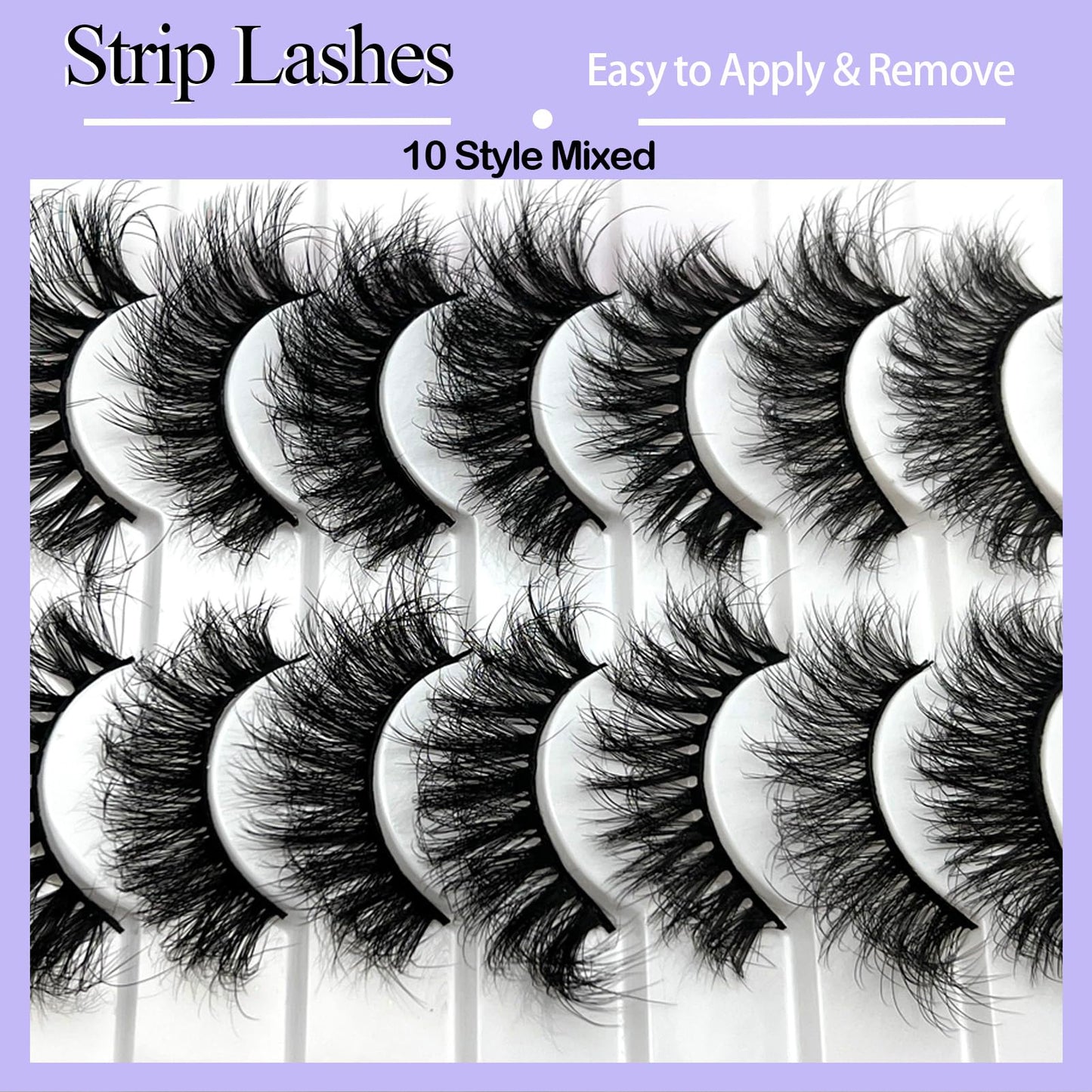 Mink Lashes Fluffy Big Dramatic Thick False Eyelashes, Soft 20mm Volume 3D Faux Mink, 20 Pairs Eyelashes Pack, 25mm Full Strip Lashes That Look Like Extensions