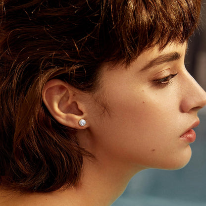 MILACOLATO Cubic Zirconia Stud Earrings for Women Men | 18K Gold Plated Hypoallergenic Sterling Silver Post Earrings | Big Brilliant Simulated Diamond CZ Halo Stud Earrings for Sensitive Ears