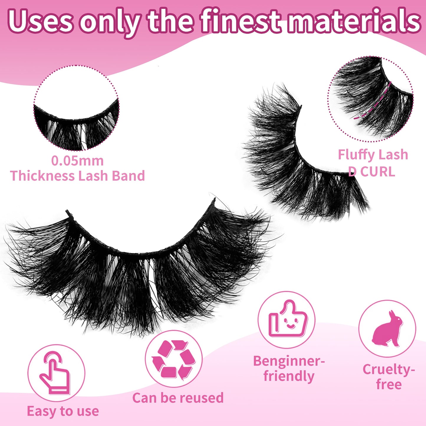 Mink Lashes Strip Eyelashes Volume False Eyelashes that Look Like Extensions Glamour Wispy Curly Fake Lashes 5 Pairs Pack