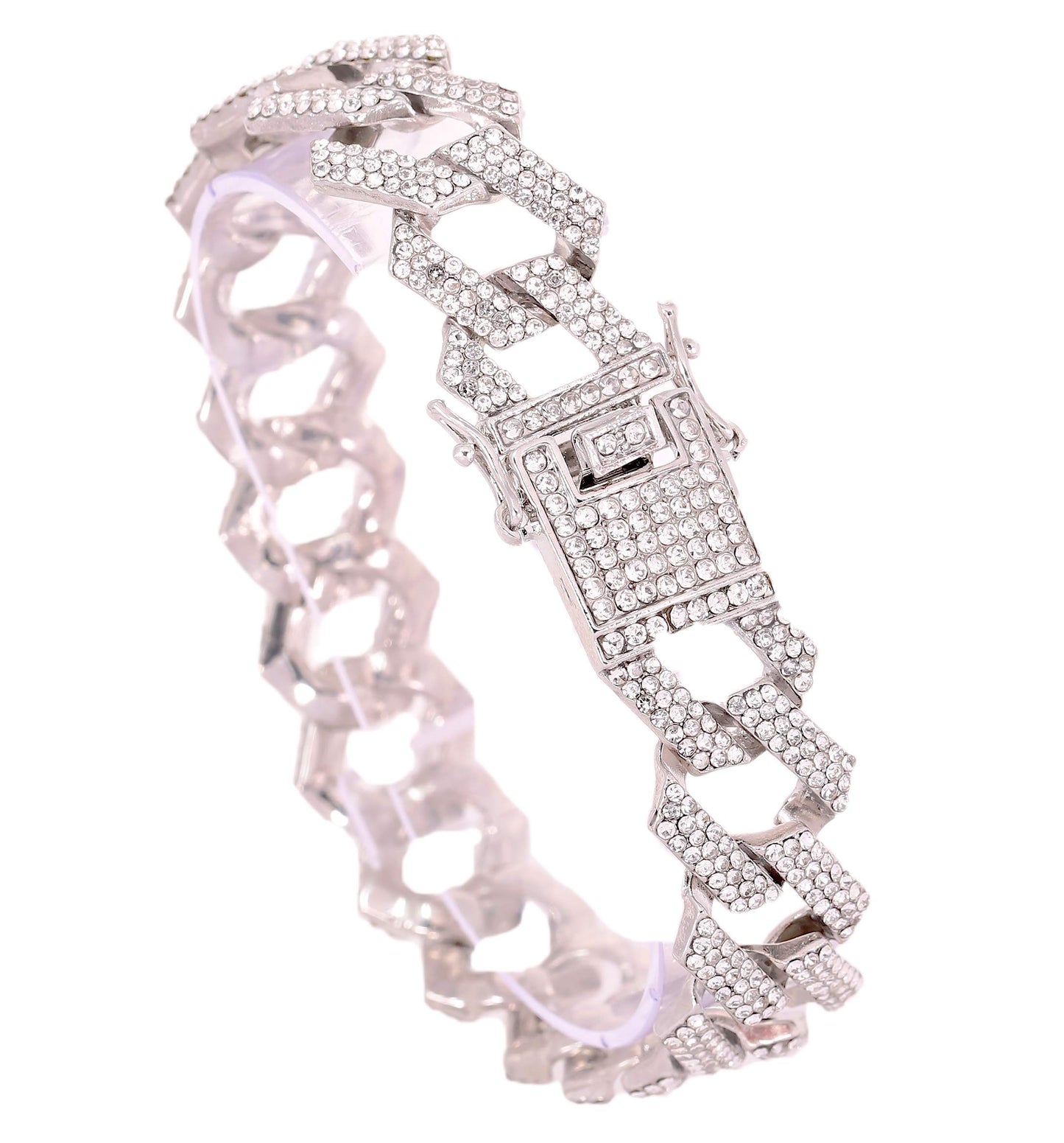 Charles Raymond Bling-ed Out Silver Round Luxury Mens Watch w/Bling-ed Out Bracelet - L0504B