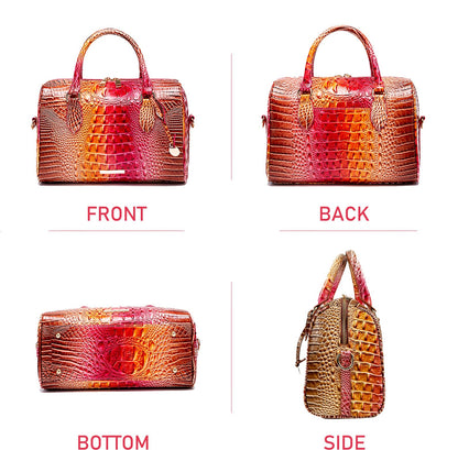 Top-Handle Crocodile Purses For Women Crossbody Leather Bags Trendy Large Capacity Tote with Shoulder Strap