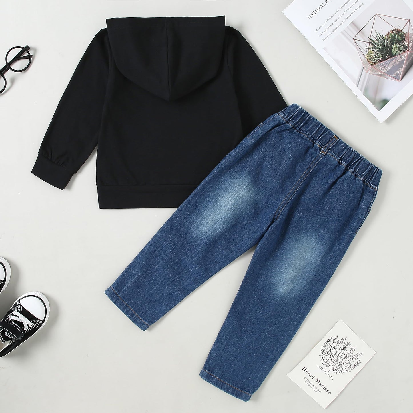 YUEMION Toddler Boy Clothes Long Sleeve Print Hoodies +Denim Pants 2Pcs Fall Winter Sweatshirt Baby Boy Outfits Set 1-6Y