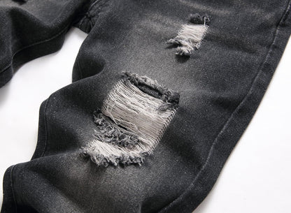 Boy's Ripped Jeans Stacked Skinny Fit Destroyed Distressed Fashion Comfy Denim Jeans Pants