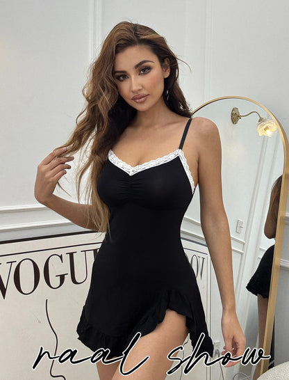 Avidlove Lingerie for Women Sexy Nightgown Modal Nightwear Side Slit Babydoll Chemise Spaghetti Strap nighties