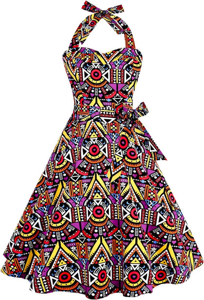 Topdress Women'sVintage Polka Audrey Dress 1950s Halter Retro Cocktail Dress
