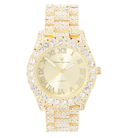 Charles Raymond Women's Big Rocks Bezel Colored Dial with Roman Numerals Fully Iced Out Watch - ST10327LA