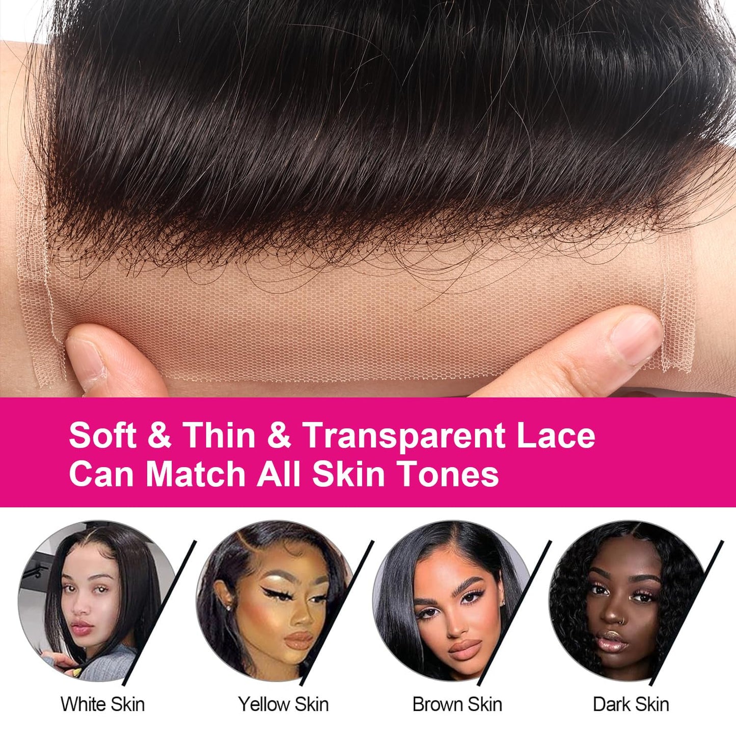 5x5 Transparent HD Lace Closure Body Wave Human Hair Closure Invisible Ultra-thin 5x5 Lace Closure Brazilian Raw Virgin Human Hair Pre Plucked Natural Black 16 Inch