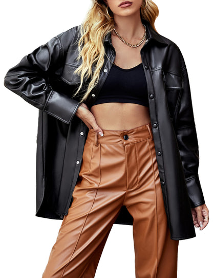 Bellivera Women's Faux Leather Casual Jacket 2025 Spring Trendy Motorcycle Outfits Lightweight Classic Coat