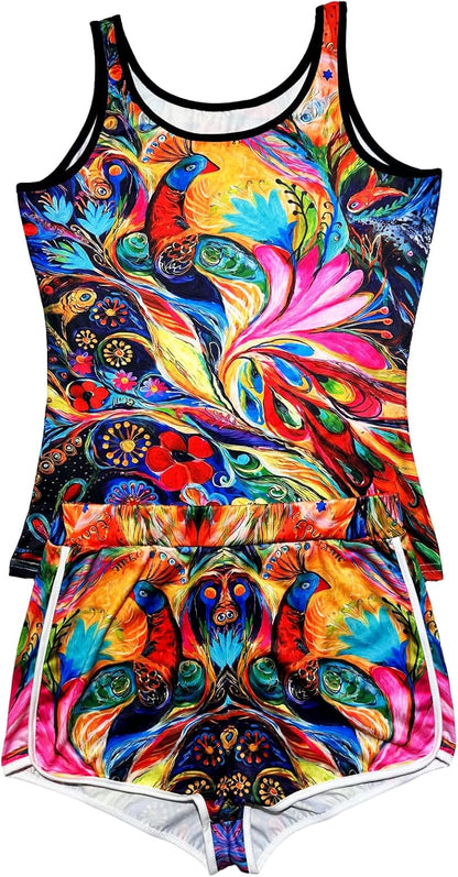 Women’s 2 Piece Pajama Set Novelty Sleeveless Tank Top and Shorts with Animal Print Comfortable Sleepwear