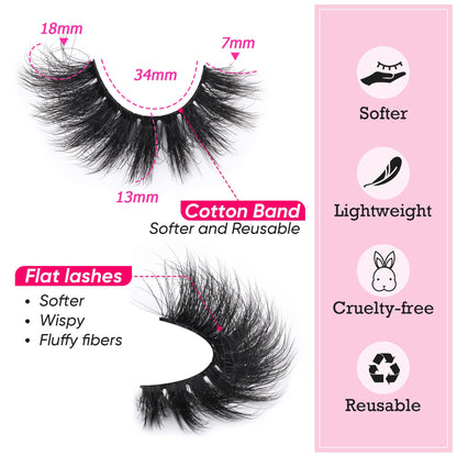Mink Lashes Full Volume False Eyelashes 18mm Dramatic Faux Mink Eyelashes Natural Look Cat Eye Volume Eye Lashes Multipack by Focipeysa