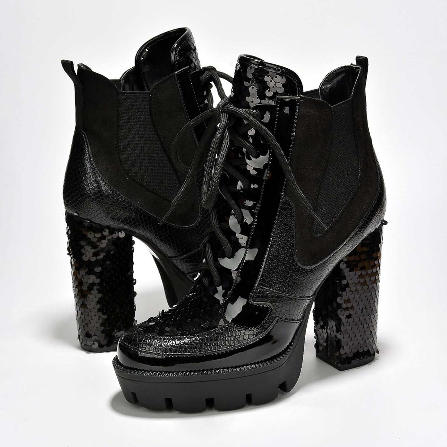 Women's Rhinestone Cowboy Booties - Western Ankle Boots with Pointed Toe, Block Heel & Lace-Up Design for Casual Dress or Party | Stylish Comfortable Short Booties (Nell)